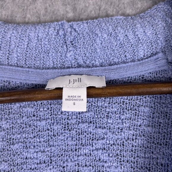 J.Jill Cardigan Women Small Blue Slub Textured Button Front V-Neck Comfy Casual - Picture 9 of 11